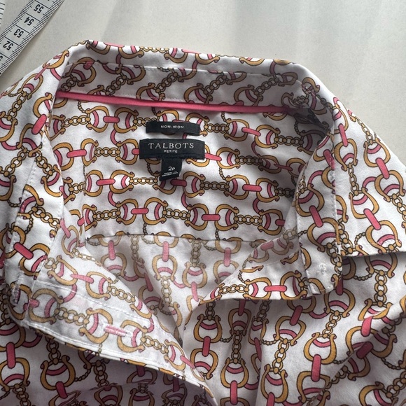 Talbots Non Iron Chain Link Print Button Down Shirt - Picture 4 of 4